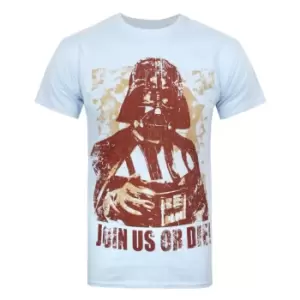 image of Star Wars Official Mens Join Us Or Die Darth Vader T-Shirt (L) (Blue)