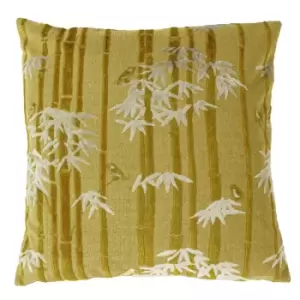 image of Anji Velvet Jacquard Cushion Gold / 50 x 50cm / Polyester Filled