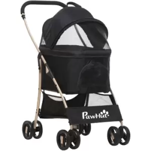 image of 3 In 1 Pet Stroller, Detachable Dog Cat Travel Carriage - Black - Black - Pawhut