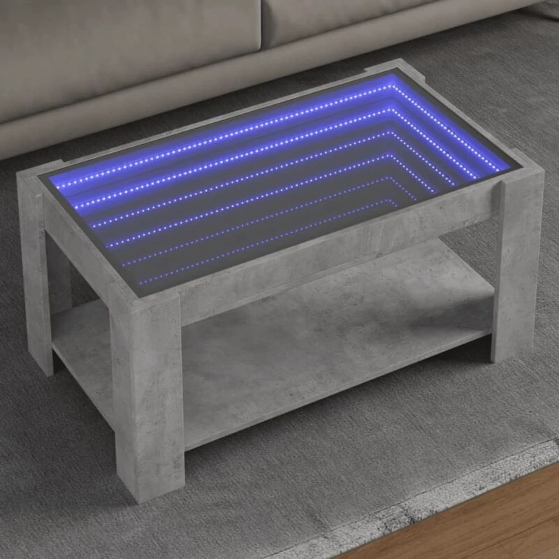 Image of vidaXL Coffee Table with LED Concrete Grey 93x53x45cm Engineered Wood, Grey 847556