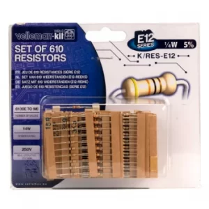 image of Velleman K/RES-E12 E12 Carbon Film Resistor Kit (610 Piece)