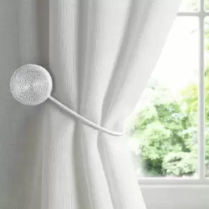 Image of Alan Symonds Cirque Magnet Curtain Tie Backs, White, Pair