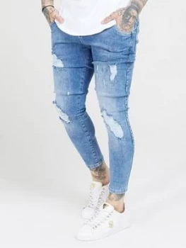 Image of SikSilk Distressed Skinny Denim Jean - Midwash, Size XS, Men