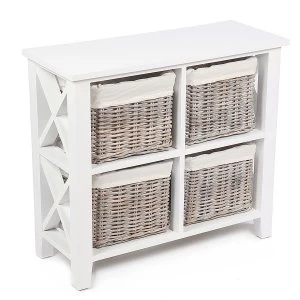 image of Robert Dyas Tocino Ready Assembled X Side 4-Basket Square Wooden Storage Unit