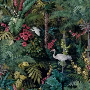 image of Holden Decor Jungle Paradise Black Wallpaper - 10.05m x 53cm