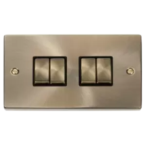 Image of Click Scolmore Deco Ingot 4 Gang 10AX 2 Way Plate Switch - VPAB414BK