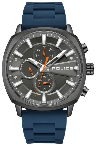 image of Police Tuneful Multi Dial Blue Silicone Strap Watch