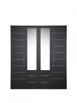 image of Consort Liberty 4 Door 4 Drawer Mirrored Wardrobe