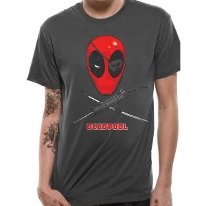 image of Deadpool - Crossbones Mens Small T-Shirt - Grey