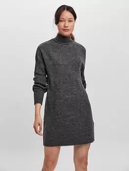 Image of Vero Moda High Neck Knitted Dress - Grey