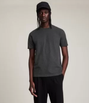 Image of AllSaints Mens Cotton Regular Fit Brace Tonic Short Sleeve Crew T-Shirt, Grey, Size: L