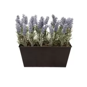 Image of Greenbrokers Artificial Lavender Tin Black Planter Window Box 30Cm/12In