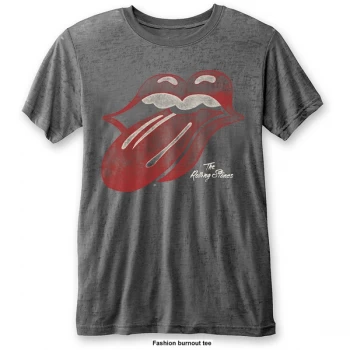 image of The Rolling Stones - Vintage Tongue Unisex Large T-Shirt - Grey