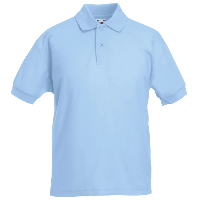 Image of Fruit of the Loom 65 35 Pique Polo Shirt Pack of 2 in Blue Size: 12-13 Years Blue Unisex 12-13 Years
