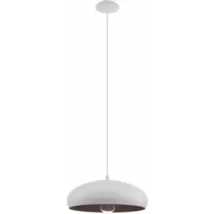Image of Pendant Ceiling Light Modern Colour White & Copper Coloured Steel Bulb E27 1x60W