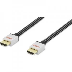 Image of ednet HDMI Cable 2m Audio Return Channel, gold plated connectors, with sleeve Black, Silver [1x HDMI plug - 1x HDMI plug]