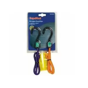 image of SupaTool Bungee Cord Set With Plastic Hooks (Pack Of 2) (90 x 0.8cm) (Orange/Purple)