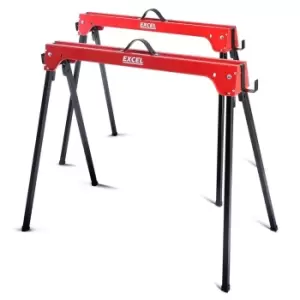 Image of Excel 5157 Heavy Duty Steel Folding Sawhorse Twin Pack 500kg Capacity