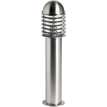 Image of Endon Louvre - Outdoor Bollard Light Polished Stainless Steel, Clear Polycarbonate IP44, E27