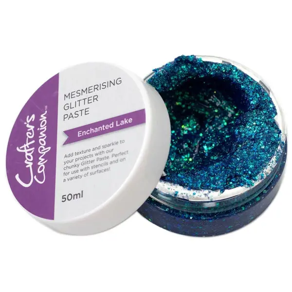 image of Crafter's Comanion Holographic Glitter Texture Paste 50ml Teal Blue Mesmerising Enchanted Lake