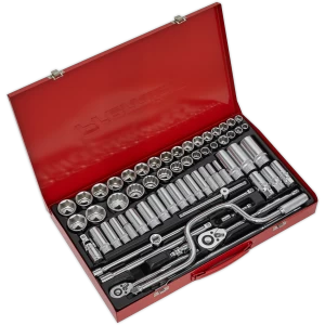 Image of Sealey 64 Piece Combination Drive Hexagon WallDrive Socket Set Metric and Imperial Combination