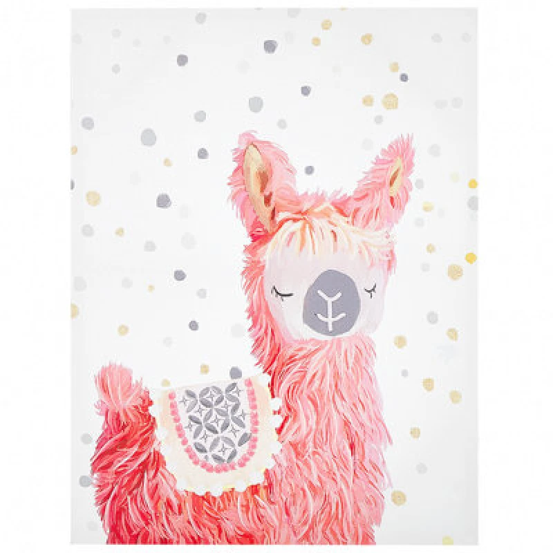 Image of Beliani Canvas Afassa Animal Motif 60 X 80 Cm Pink