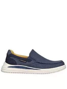 Image of Skechers Air-cooled Classic Fit Casual Slip On Shoe - Navy, Size 10, Men