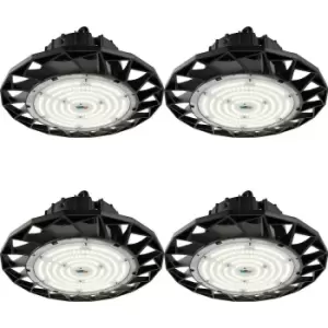 Image of 4 PACK High Bay IP65 Pendant Light - 100W Daylight White LED - Matt Black