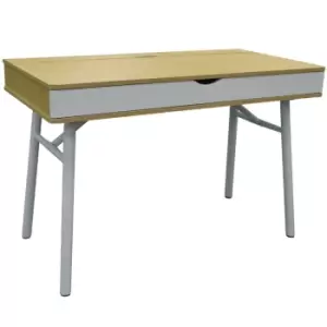 Image of Techstyle Tech Modern Retro Hideaway Office Desk / Computer Workstation Oak / White