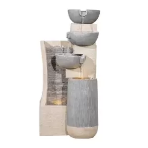 Image of Serenity Cascading Four Bowl and Wall w/ LED Light Water Feature
