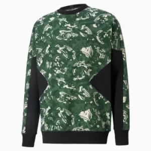 Image of PUMA Man City Tfs Crew Neck Mens Football Sweater Shirt, Silver/Camo Green, size Large, Clothing