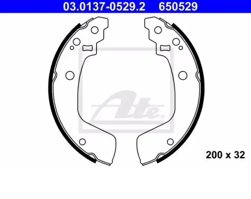 Image of ATE 03.0137-0529.2 Brake Shoes without lever Brake Shoe Set (70)