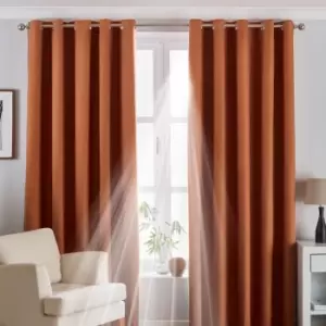 Image of Riva Home Twilight Blackout Ringtop Eyelet Curtains (pair) Polyester Burnt Orange (117X183Cm)
