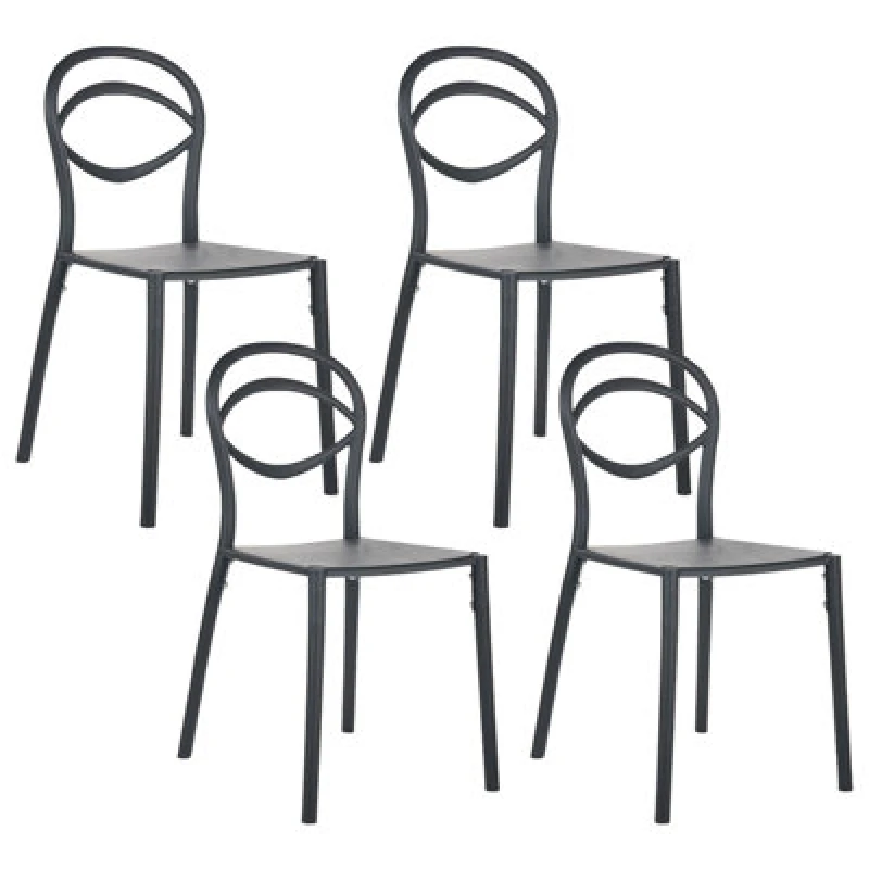 Image of Beliani Set Of 4 Garden Chairs Covolo Black