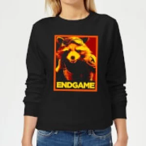 Image of Avengers Endgame Rocket Poster Womens Sweatshirt - Black