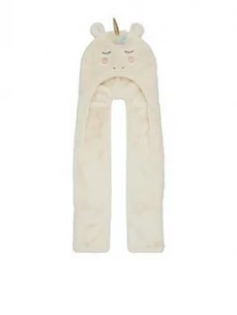 Monsoon Girls Eliza Rainbow Unicorn Hat Scarf - Ivory