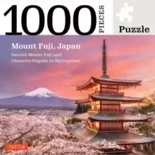 Image of Japan's Mount Fuji in Springtime- 1000 Piece Jigsaw Puzzle : Snowcapped Mount Fuji and Chureito Pagoda in Springtime (Finished Size 24 in X 18 in)