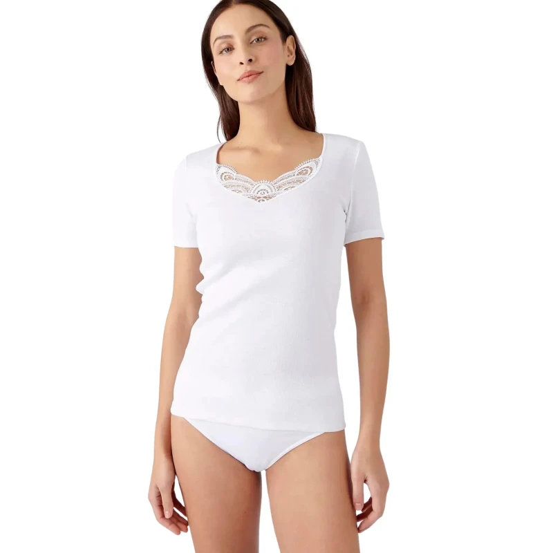 Image of DAMART Thermolactyl Ribbed T-Shirt, Grade 3 White Women XS;M;L;XL;3XL