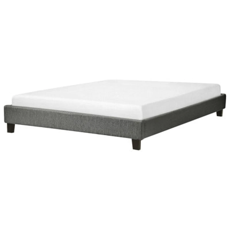 Image of Beliani Bed Without Headboard Fabric Roanne 160 X 200 Cm (Eu King Size) Grey