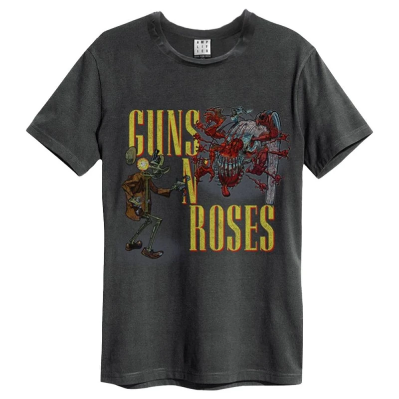 Image of Amplified Mens Appetite Attack Guns N Roses T-Shirt in Charcoal Size: XS Charcoal Male XS