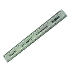 image of Q-Connect Ruler Shatterproof 300mm White Features inches on one side