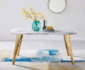 Image of Andria White Marble Effect Rectangular 6-Seater Dining Table