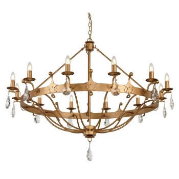 image of Windsor 12 Light Pendant Chandelier - Gold Patina