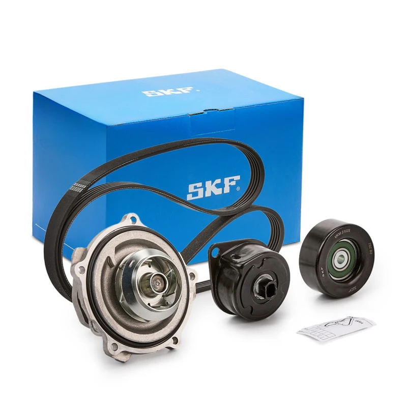 Image of SKF VKMC 31115 Water Pump + V-Ribbed Belt Kit with gaskets/seals Water Pump + V-Ribbed Belt Kit (4172)