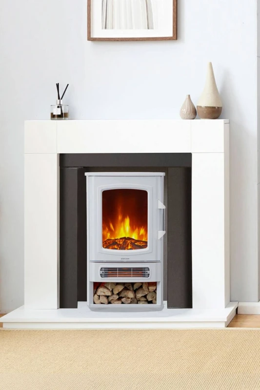 Image of Neo 1000W / 2000W Electric Heater With Realistic Flame And Log Store – White BIG-FLAME-WH