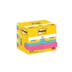 image of Post-it Notes 38x51mm 100 Sheets Energetic Pack of 12 653-TFEN 3M06589