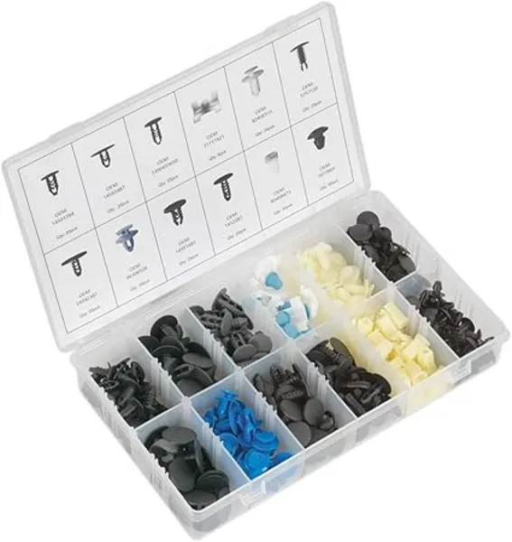 Image of Genuine SEALEY BTC07 Trim Clip Assortment for Fiat 308pc