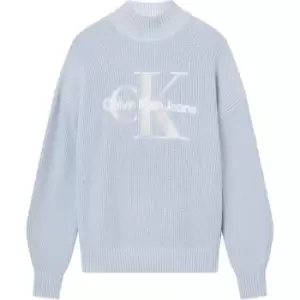 image of Calvin Klein Jeans Large Mono Crew Jumper - Blue