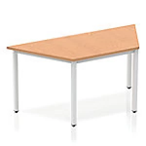 Image of Impulse Trapezium Table 1600 Oak Box Frame Leg Silver