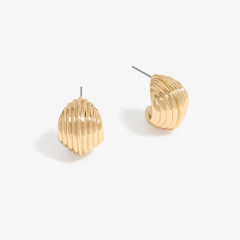 Image of Jon Richard Gold Plated Ridged Hoop Earrings Jewellery Sets One Size Gold 40729010000